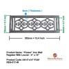 "Flower" Bronze Wall Register with Louver - 4" x 14" (5-1/2" x 15-5/8" Overall)
